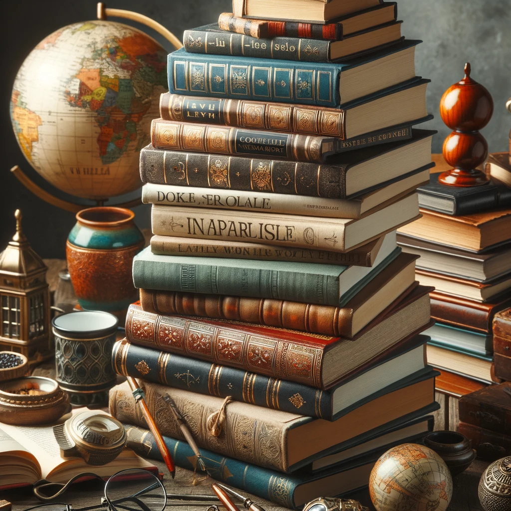 Dankeschön-Geschenke; Bücherstapel mit verschiedenen Romanen und Bildbänden