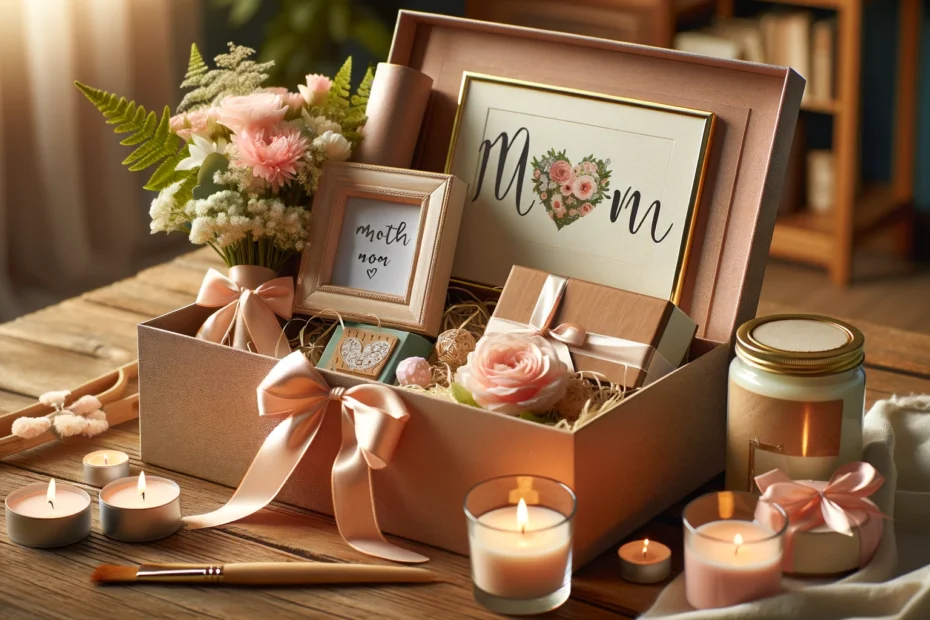 bild zeigt auf eine tish Geschenke für Mama mit liebevoll verpackten Überraschungen